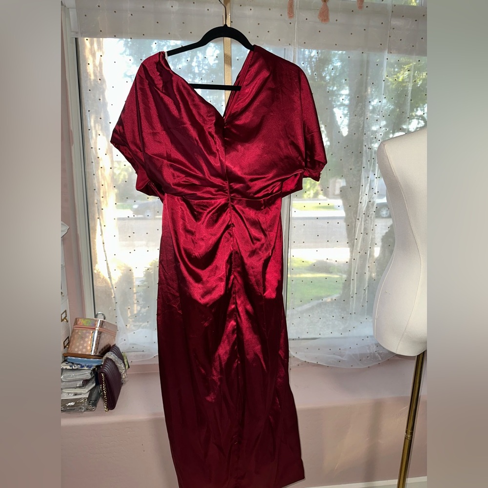 NWOT Elegant Burgundy Draped Dress
